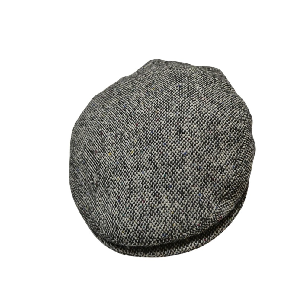 Shandon Hat Cap Fitted Mens 7 1/4 Gray Donegal Tweed Wool Flat Cap Ireland Lined